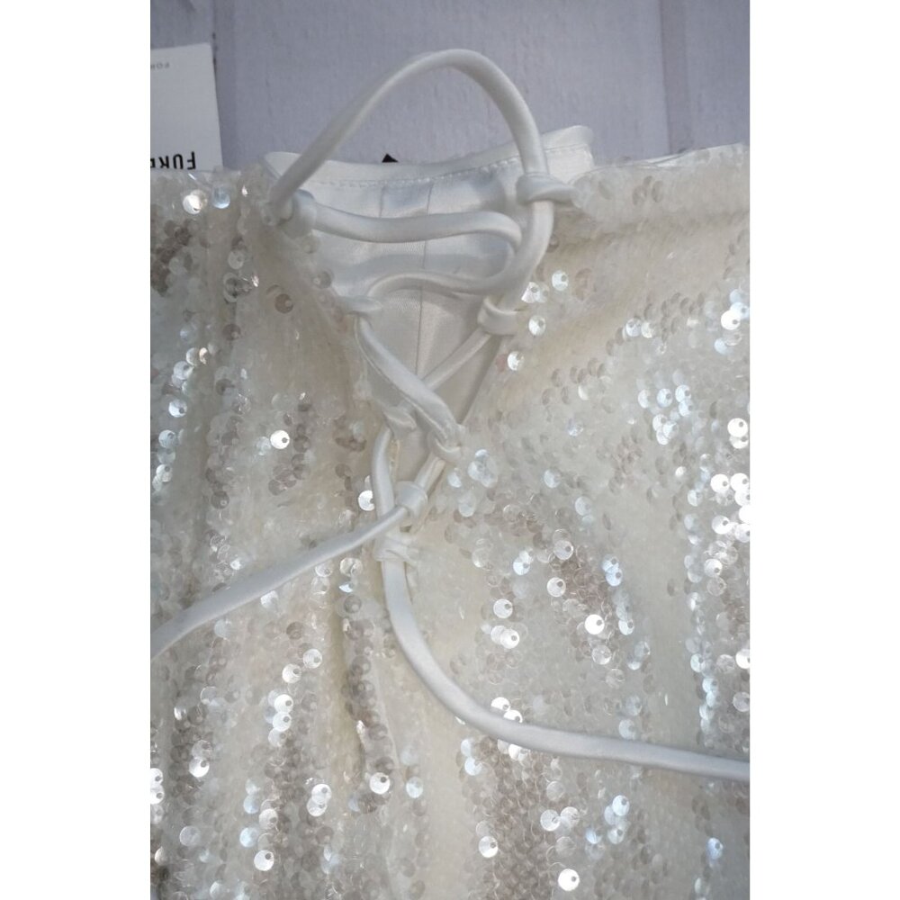 Forever 21 Womens White Sequin Mini Skirt – Size M NWT - Picture 9 of 11